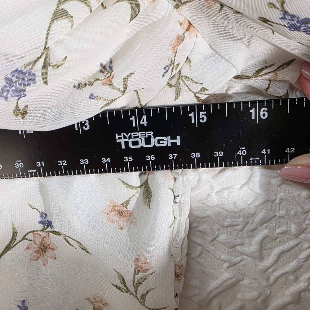 Windsor Floral Corset Crop Top White Long Sleeve Smocked Back PT41845KW Medium - Picture 7 of 7